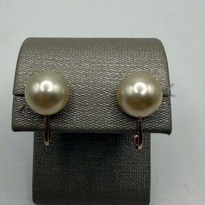 Vintage Trifari Faux Pearl Gold Tone Clip-On Earrings